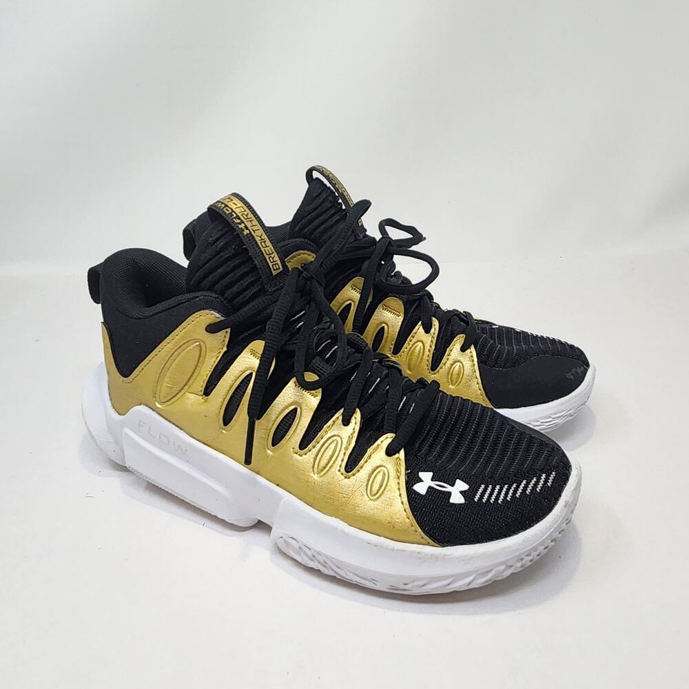 Under Armour Flow Breakthru 7 Basketball Shoes Sneakers Women Size 7 Gold Black